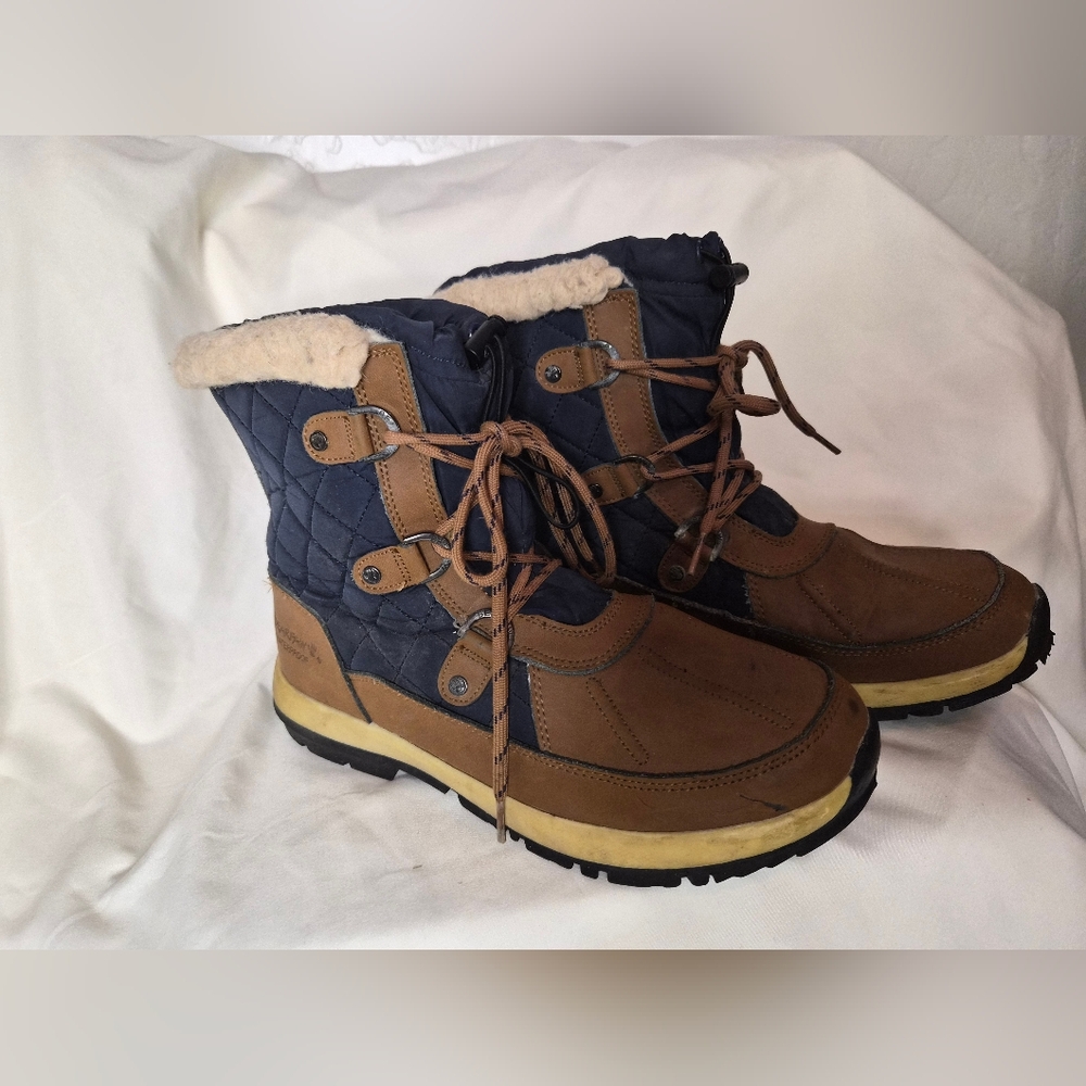 Bearpaw Bethany Brown & Navy Quilted Winter Boots GUC